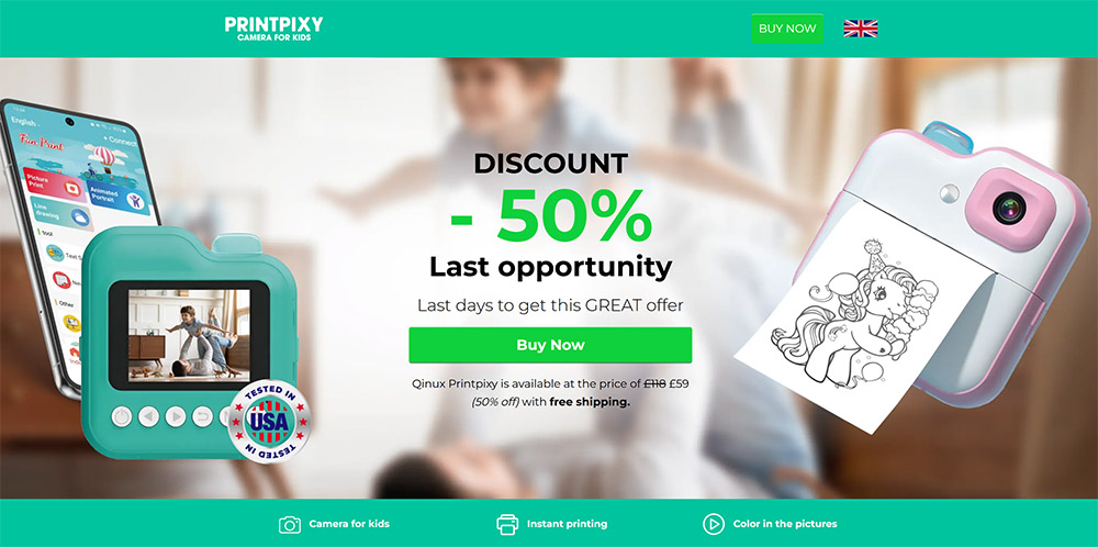 Special offer 50% off PrintPixy camera for kids gift discount